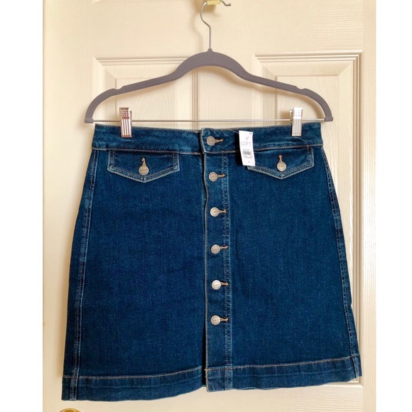 LOFT Button Front Denim Skirt - Picture 5 of 8